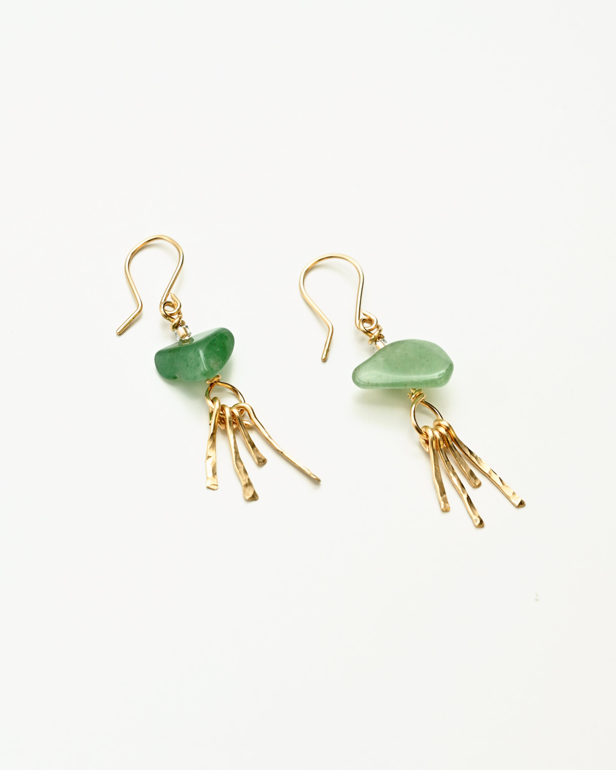 14k gold filled drop earrings with aventurine and japanese glass beads