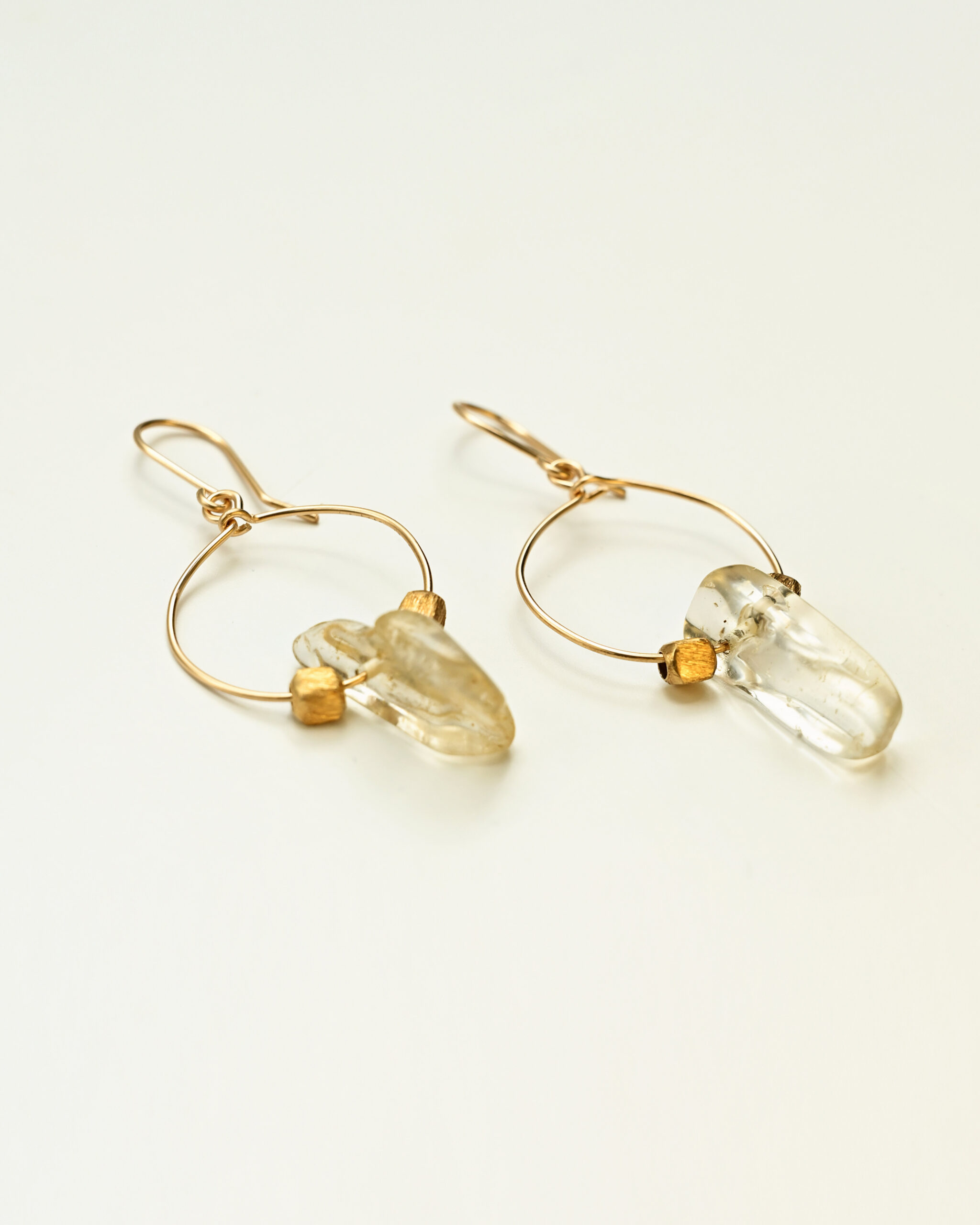 14k gold filled hoop earrings with citrine gemstone and 14k gold plated sterling silver elements