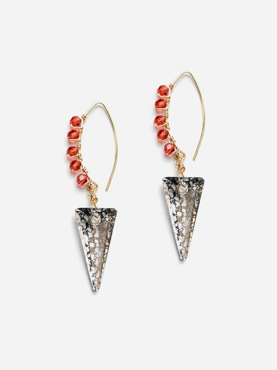 14k gold filled drop earrings with bronze and coral color