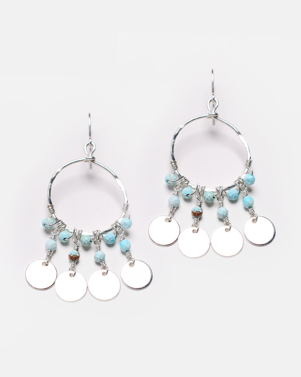 925 sterling silver hoop earrings with semi-precious stones