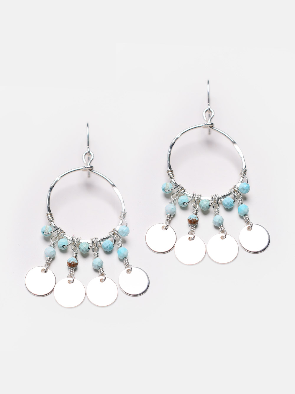 925 sterling silver hoop earrings with semi-precious stones