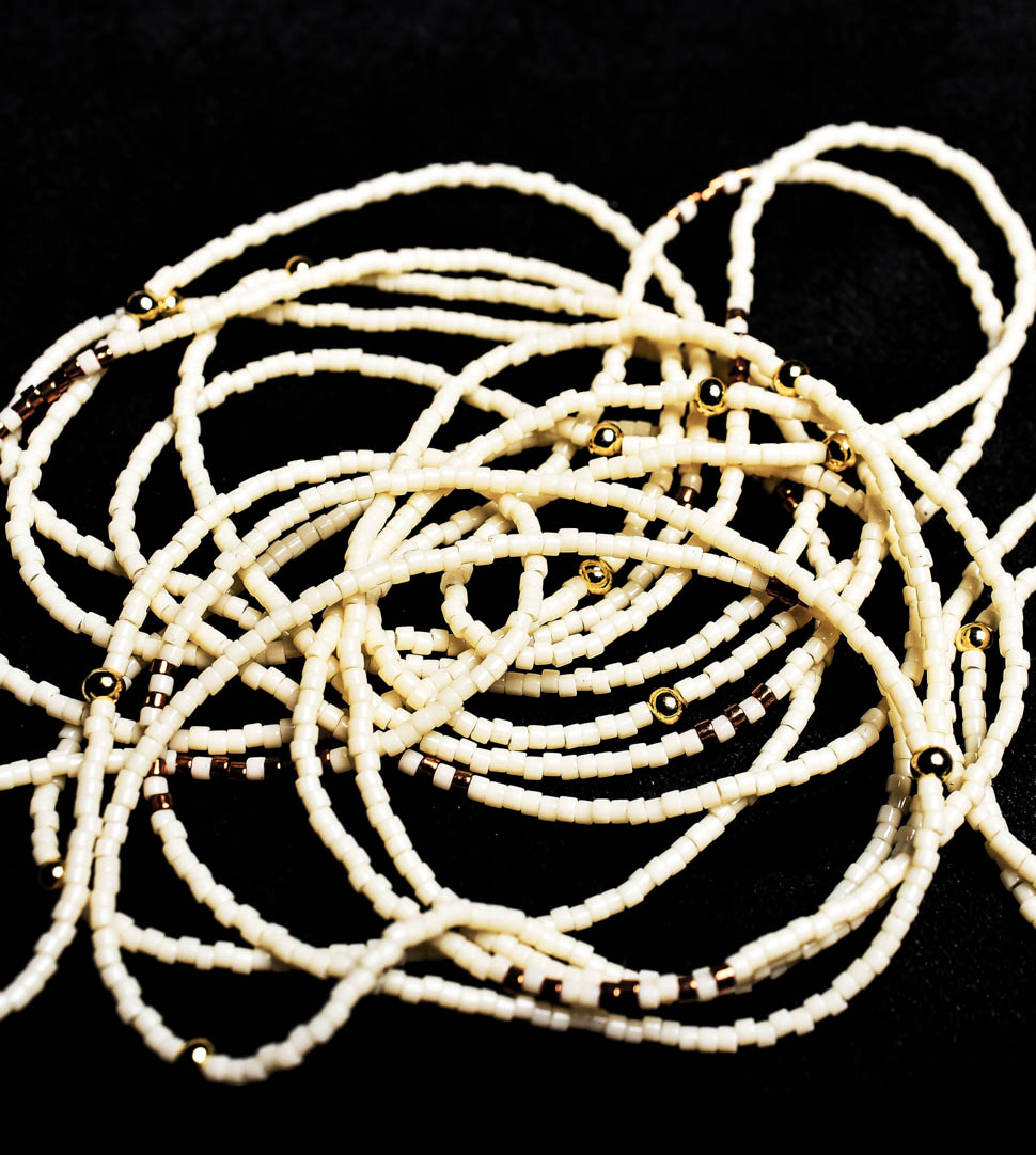 Ivory white beaded bracelets with 14K gold balls