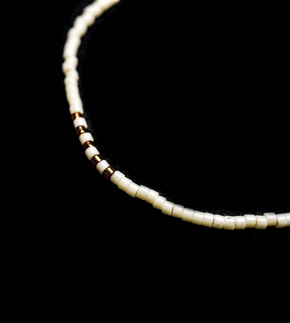 Ivory white beaded bracelets with 14K gold balls