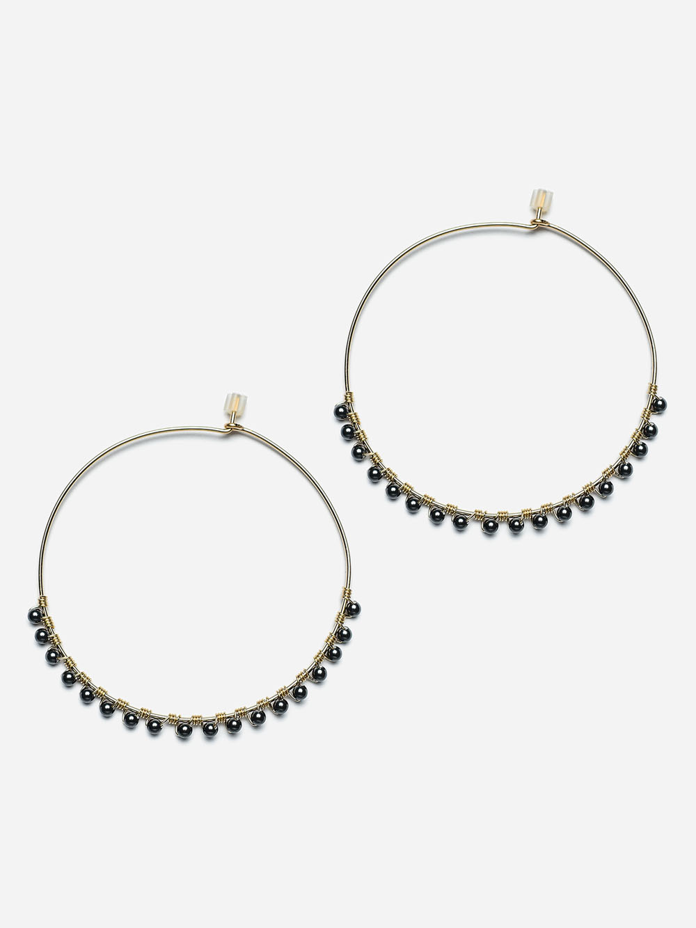 14k gold filled hoop earrings with black pearls