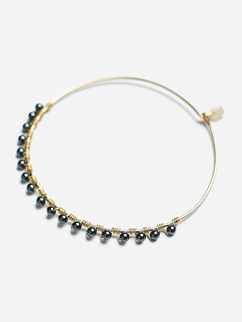 14k gold filled hoop earrings with black pearls