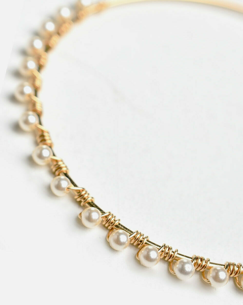 14k gold filled hoop earrings with white pearls