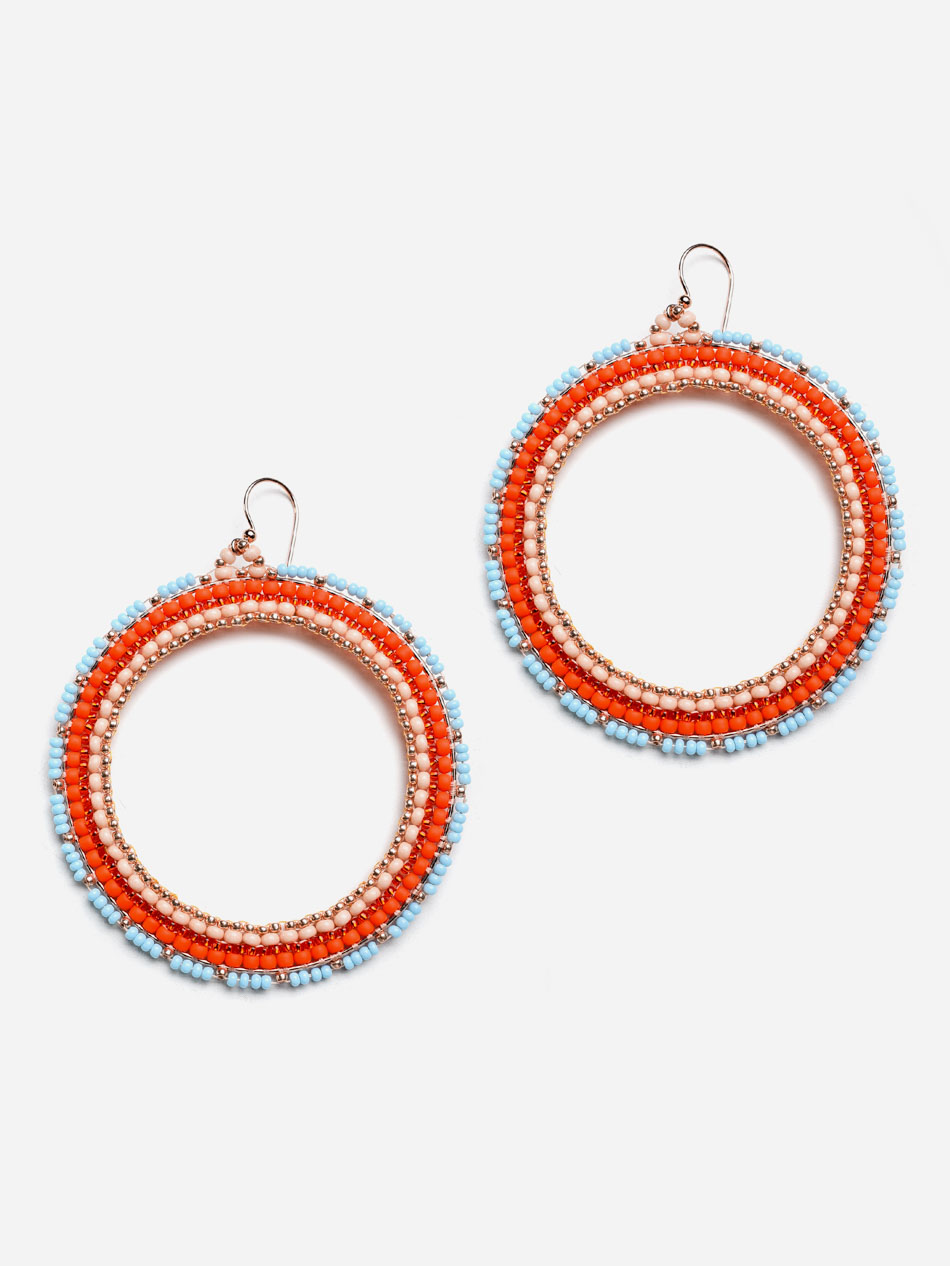 rose gold plated sterling silver hoop beaded earrings with japanese beads