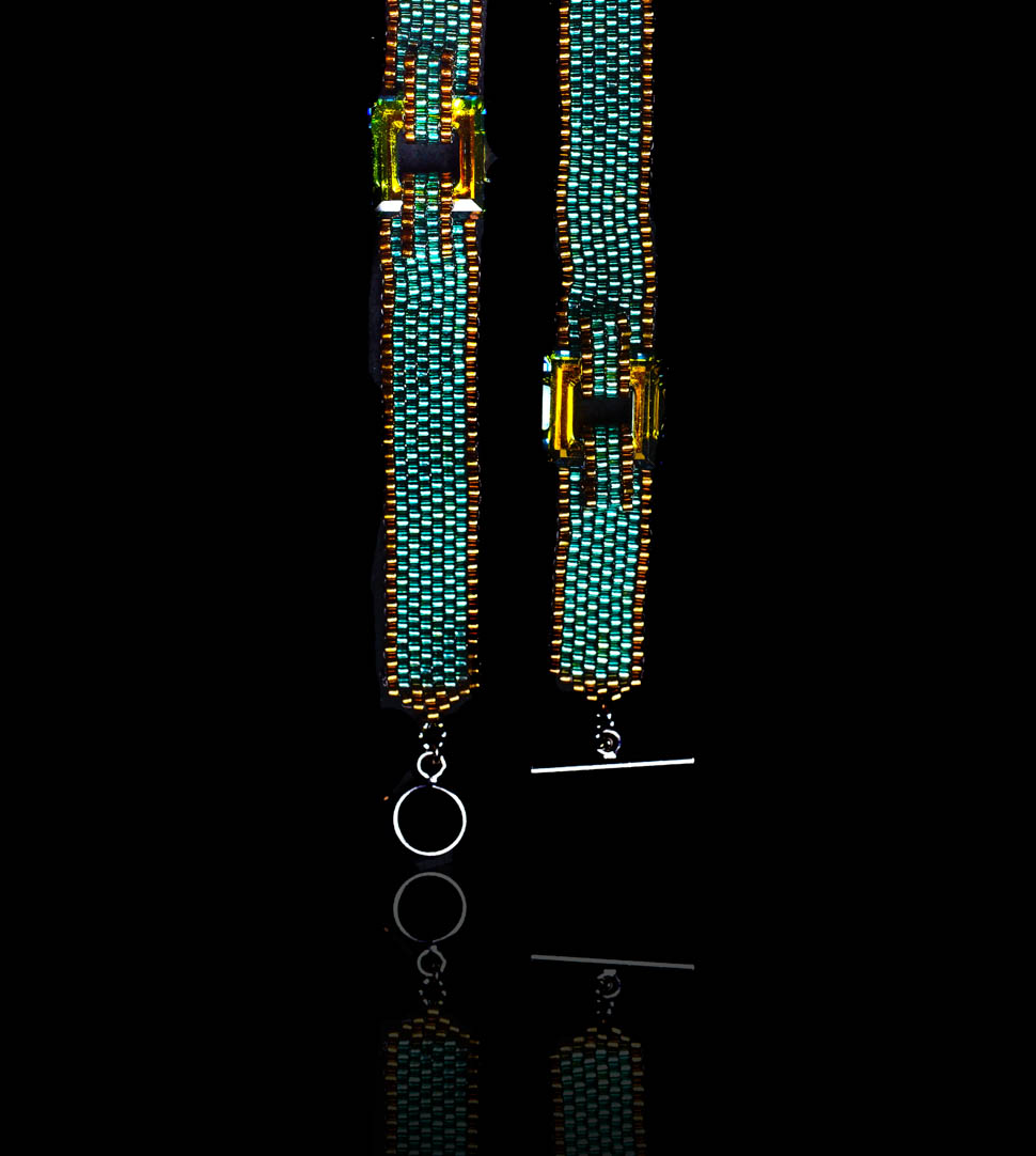 Wrap bracelet with green beads