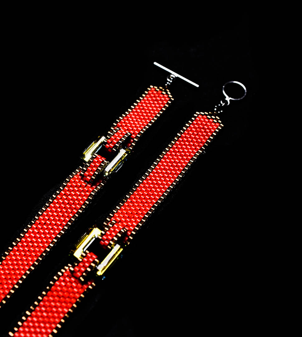 Wrap bracelet with orange beads
