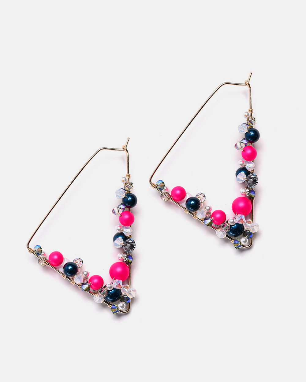 14k gold filled earrings with colorful pearls and crystals