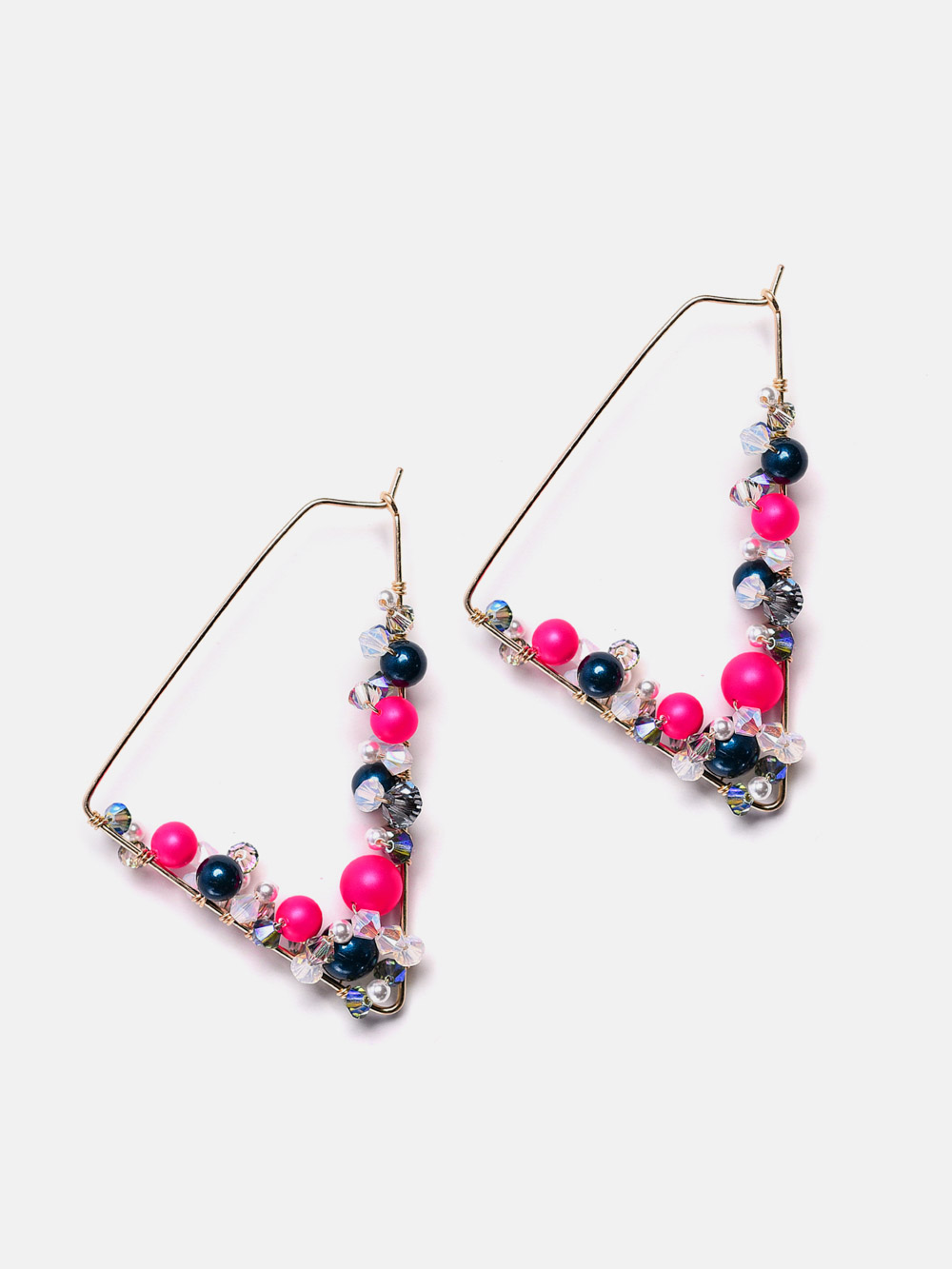 14k gold filled earrings with colorful pearls and crystals