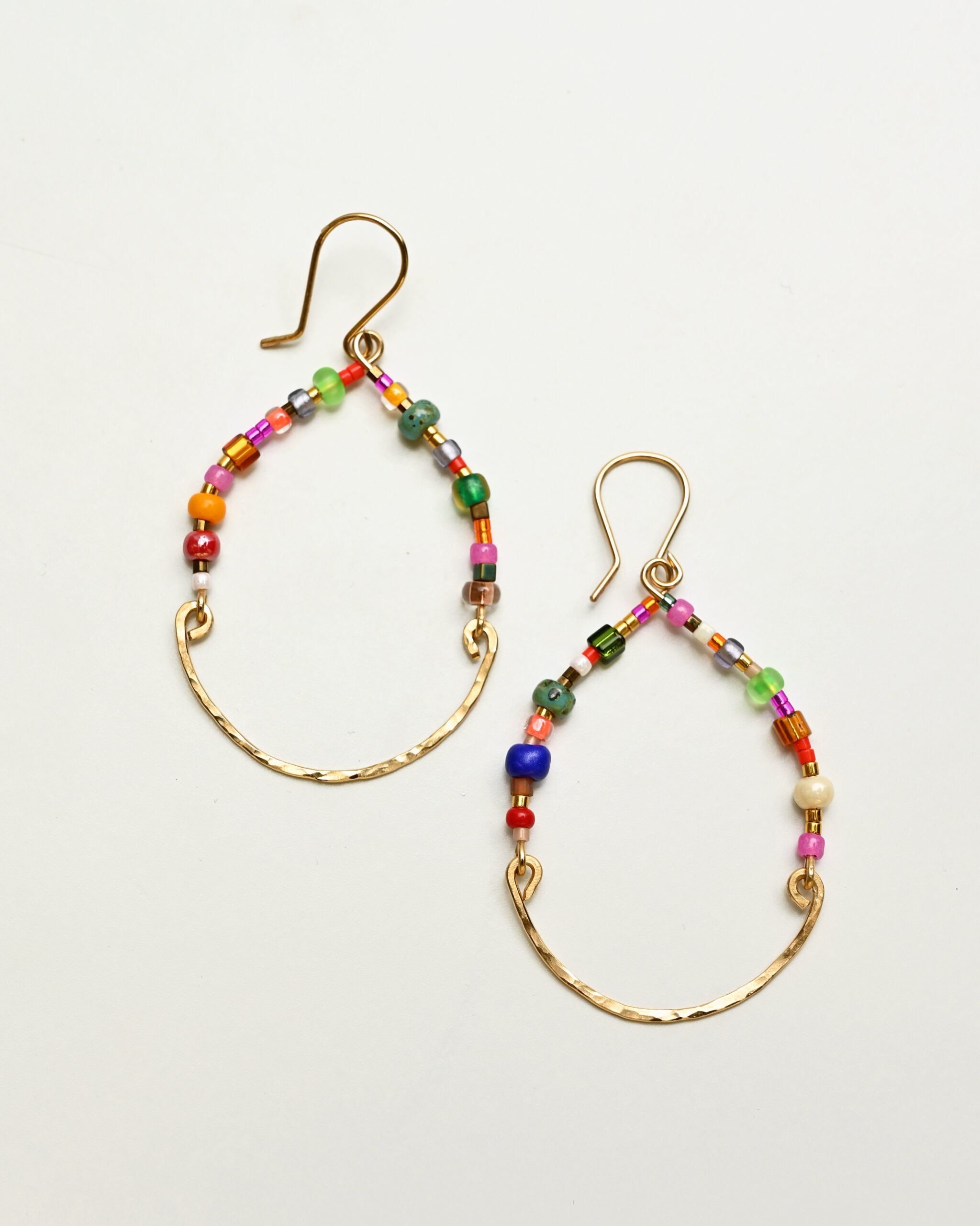 14k gold filled drop earrings with multicolored japanese glass beads