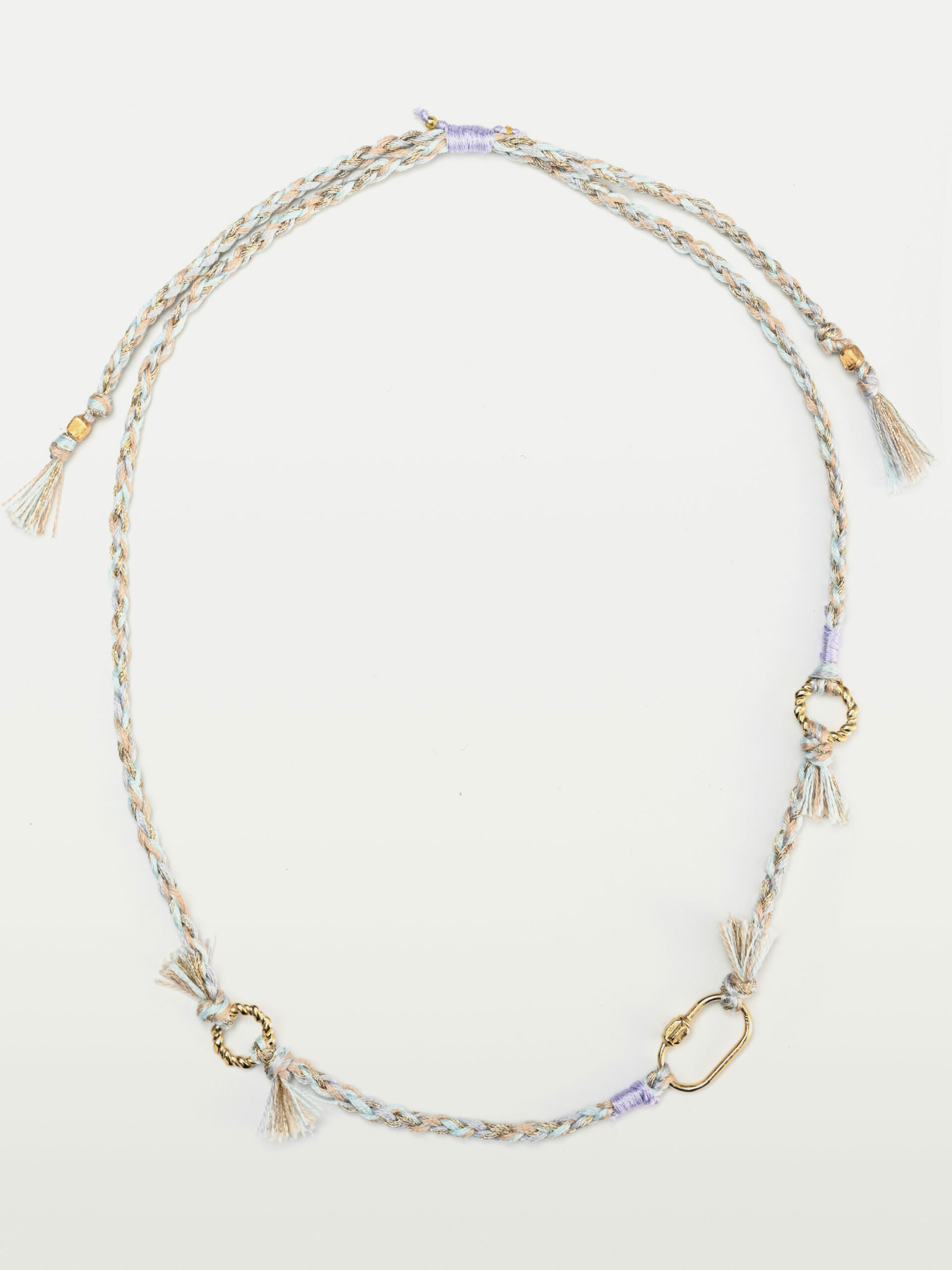 Sky blue gold thread necklace