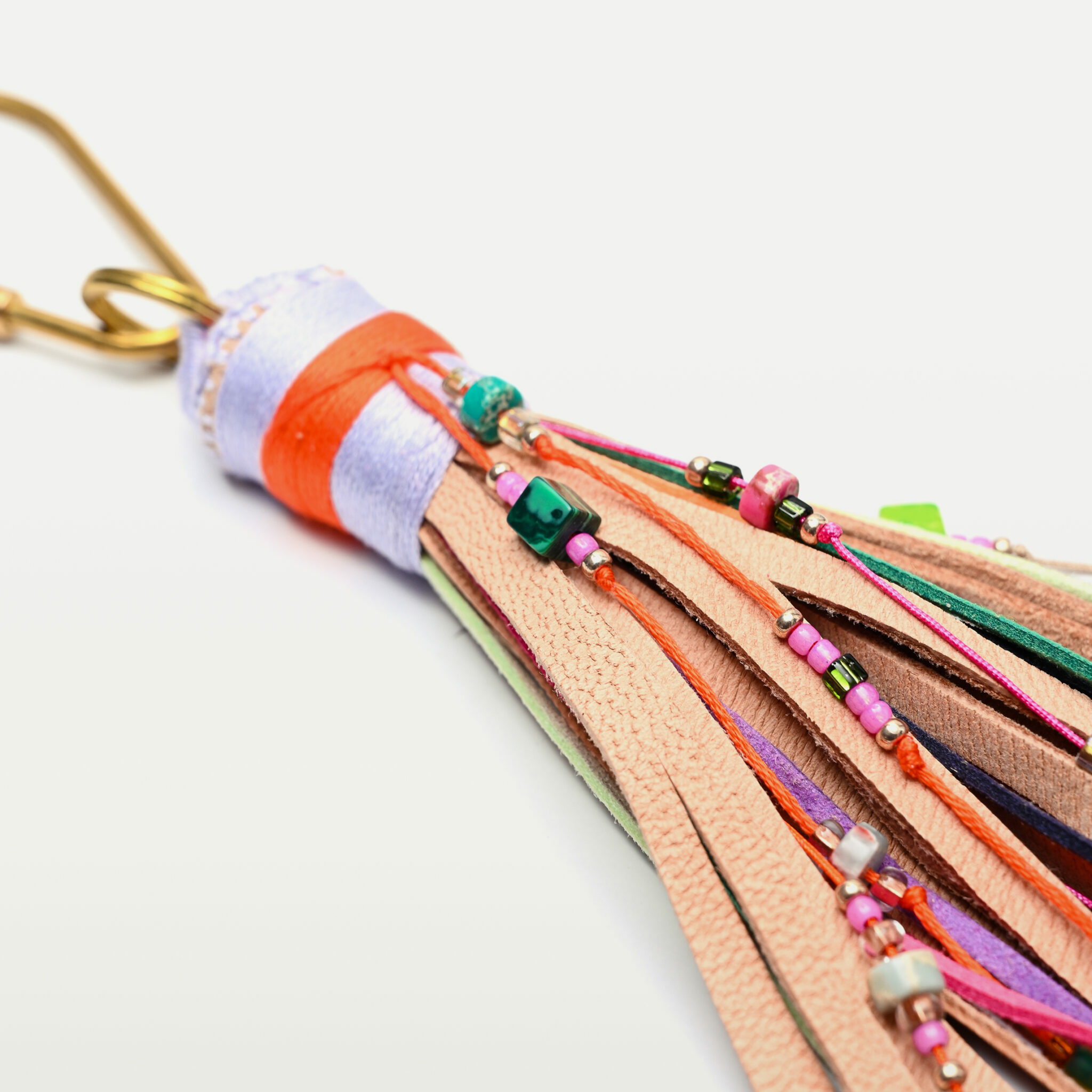 leather and beads colorful charm for bag and keys