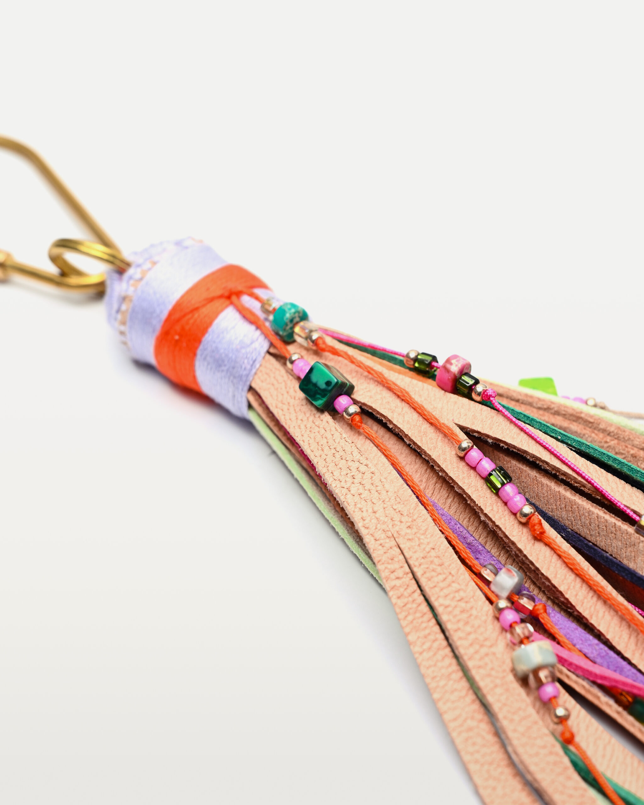 leather and beads colorful charm for bag and keys